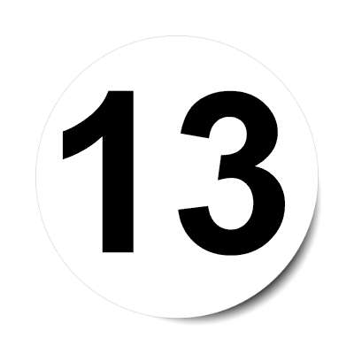 number 13 white black sticker