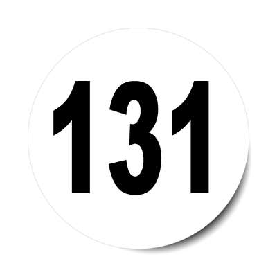 number 131 white black sticker