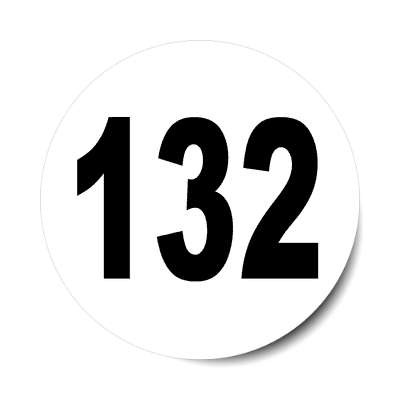 number 132 white black sticker