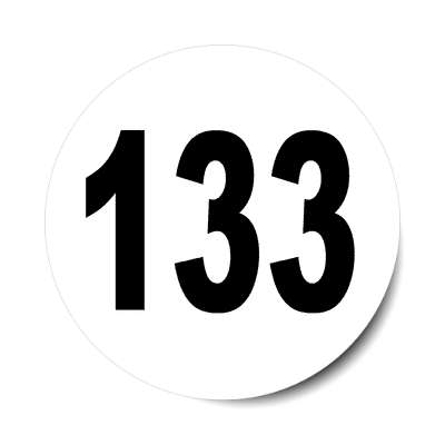 number 133 white black sticker