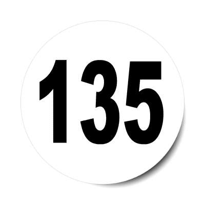 number 135 white black sticker