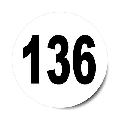 number 136 white black sticker