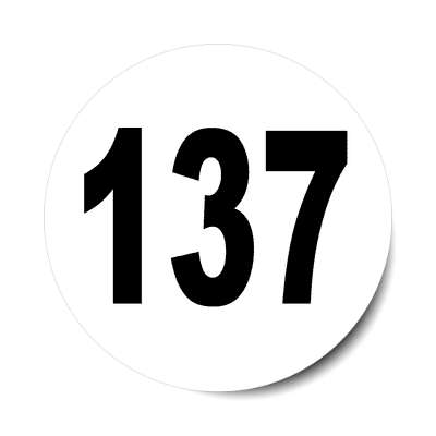 number 137 white black sticker