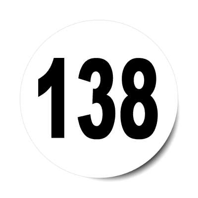 number 138 white black sticker