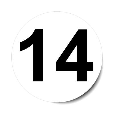 number 14 white black sticker