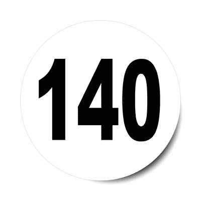 number 140 white black sticker