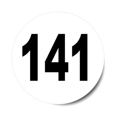 number 141 white black sticker