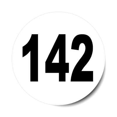 number 142 white black sticker