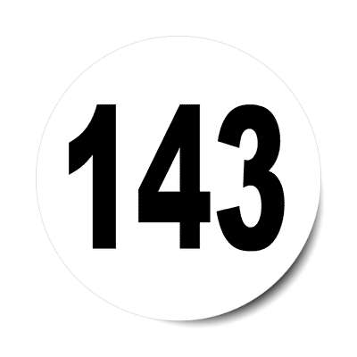 number 143 white black sticker