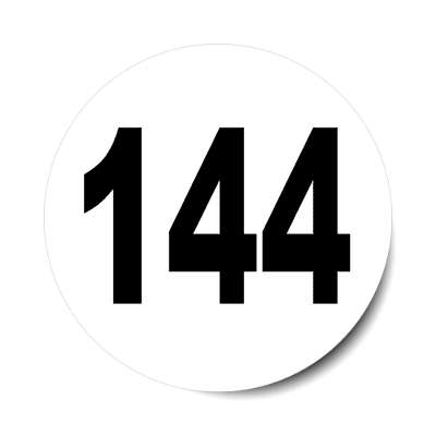 number 144 white black sticker