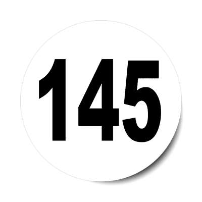 number 145 white black sticker