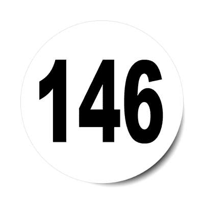 number 146 white black sticker