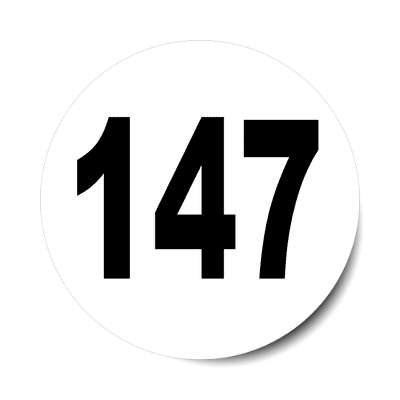 number 147 white black sticker