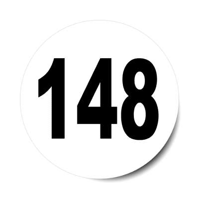 number 148 white black sticker