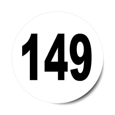 number 149 white black sticker