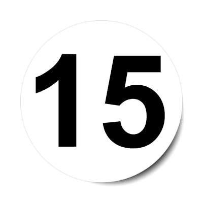 number 15 white black sticker