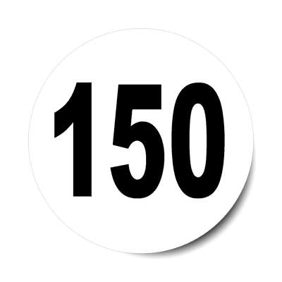 number 150 white black sticker