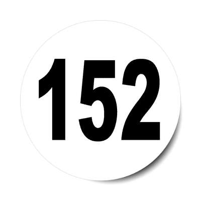 number 152 white black sticker