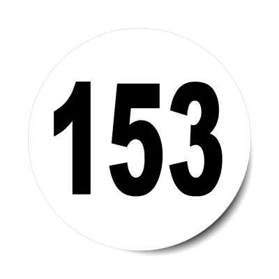 number 153 white black sticker