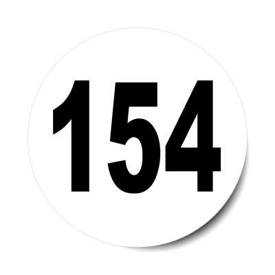 number 154 white black sticker