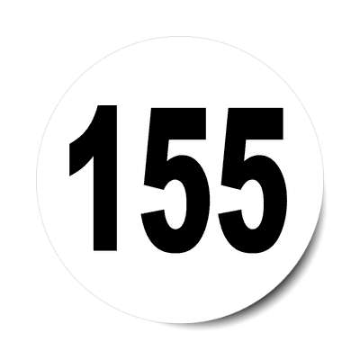 number 155 white black sticker