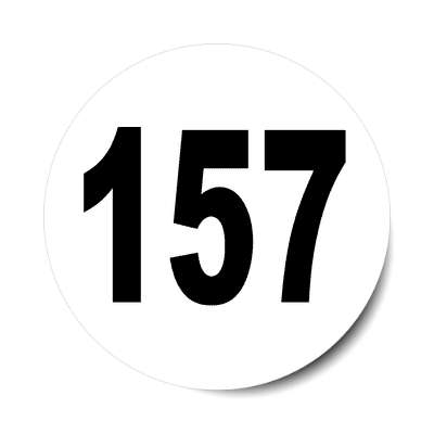 number 157 white black sticker