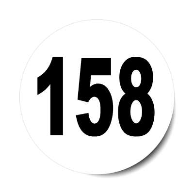 number 158 white black sticker