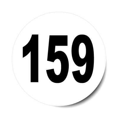 number 159 white black sticker