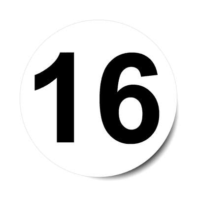 number 16 white black sticker