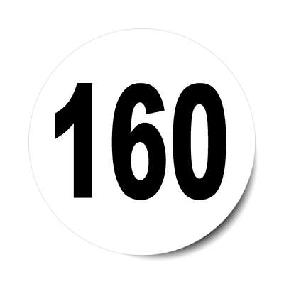 number 160 white black sticker