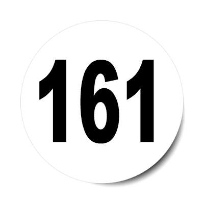 number 161 white black sticker