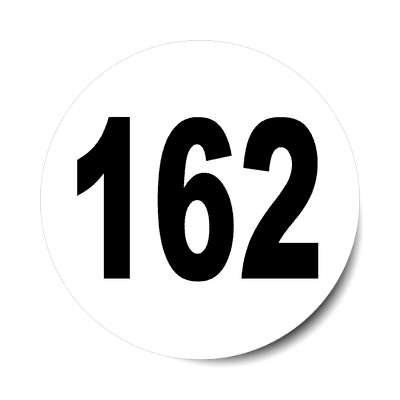 number 162 white black sticker