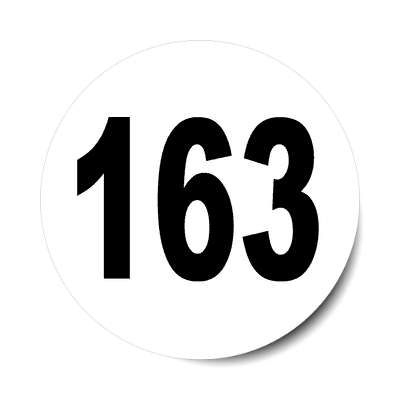 number 163 white black sticker