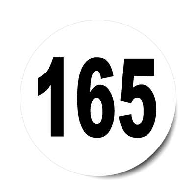 number 165 white black sticker