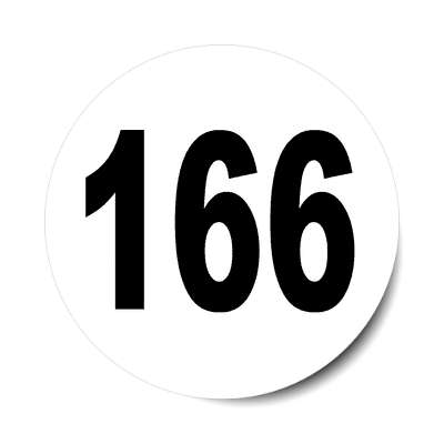 number 166 white black sticker