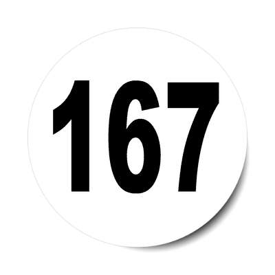 number 167 white black sticker