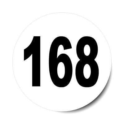 number 168 white black sticker