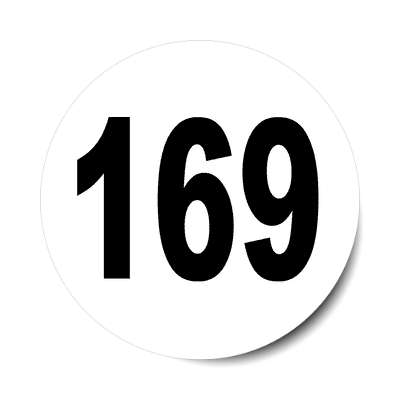 number 169 white black sticker