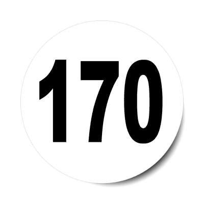 number 170 white black sticker