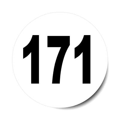 number 171 white black sticker