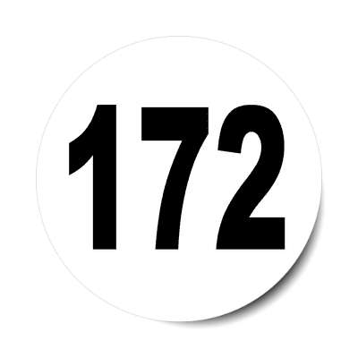 number 172 white black sticker