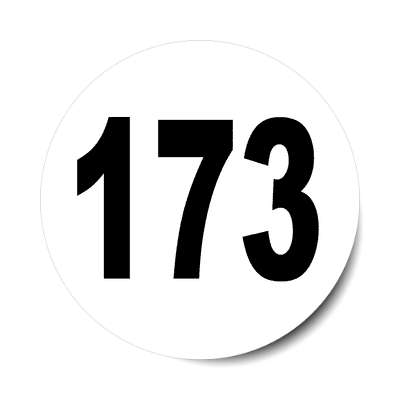 number 173 white black sticker