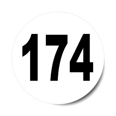 number 174 white black sticker