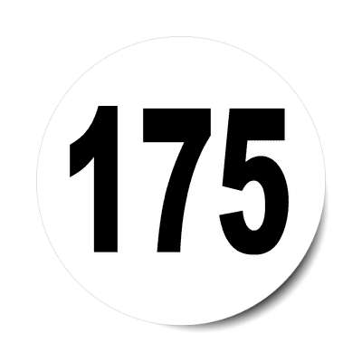 number 175 white black sticker