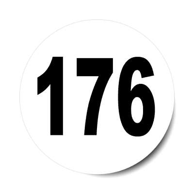 number 176 white black sticker