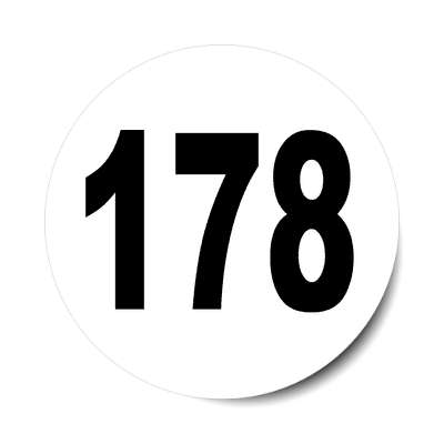 number 178 white black sticker