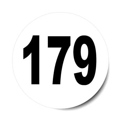 number 179 white black sticker