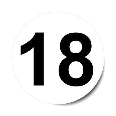 number 18 white black sticker