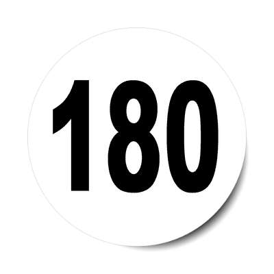 number 180 white black sticker