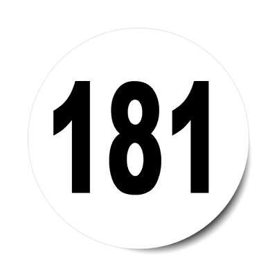 number 181 white black sticker